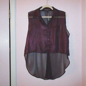 Y2K Vtg Lip Service Iridescent Mesh Top Size L Blacklist Sheer Sleeveless Goth